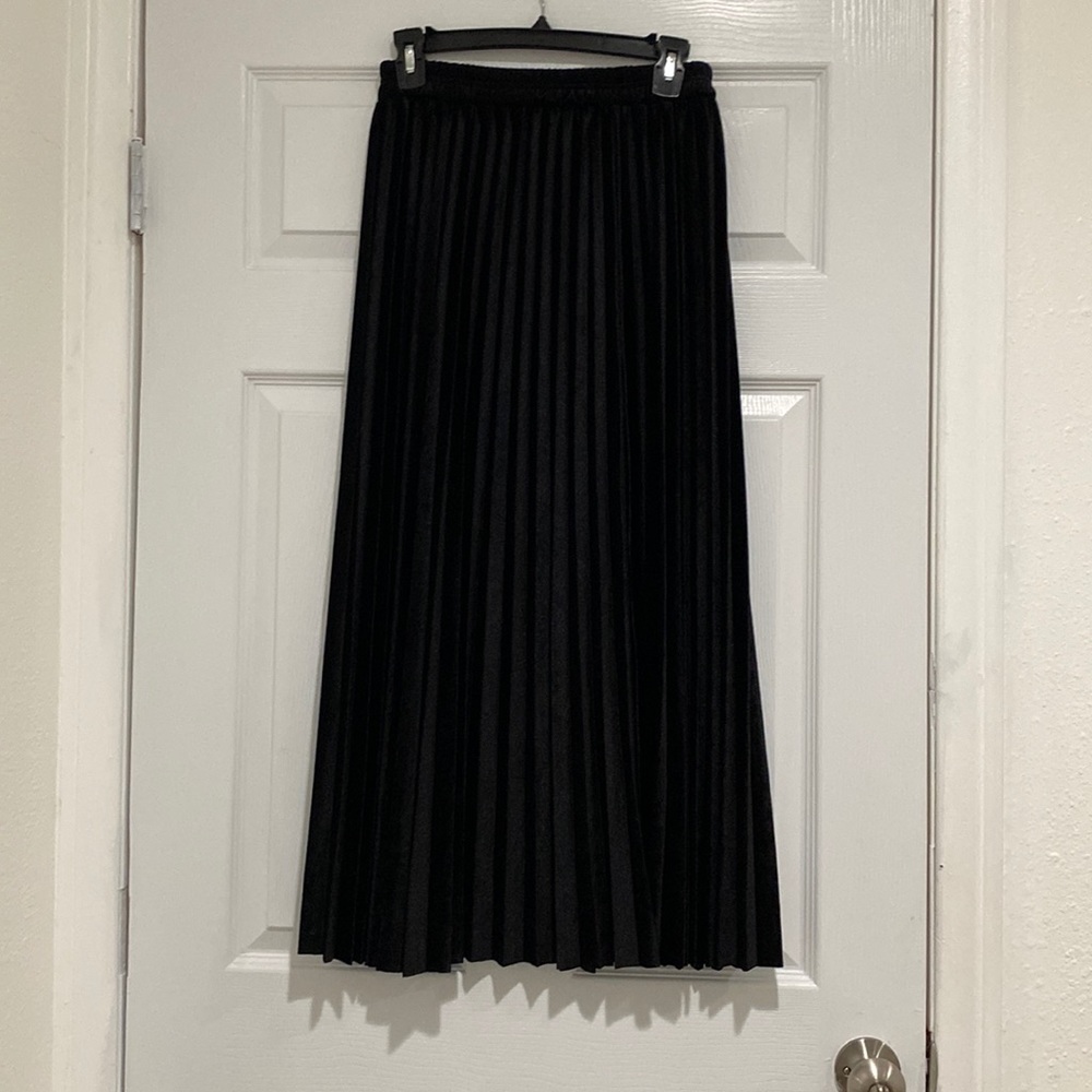 Black velvet maxi skirt